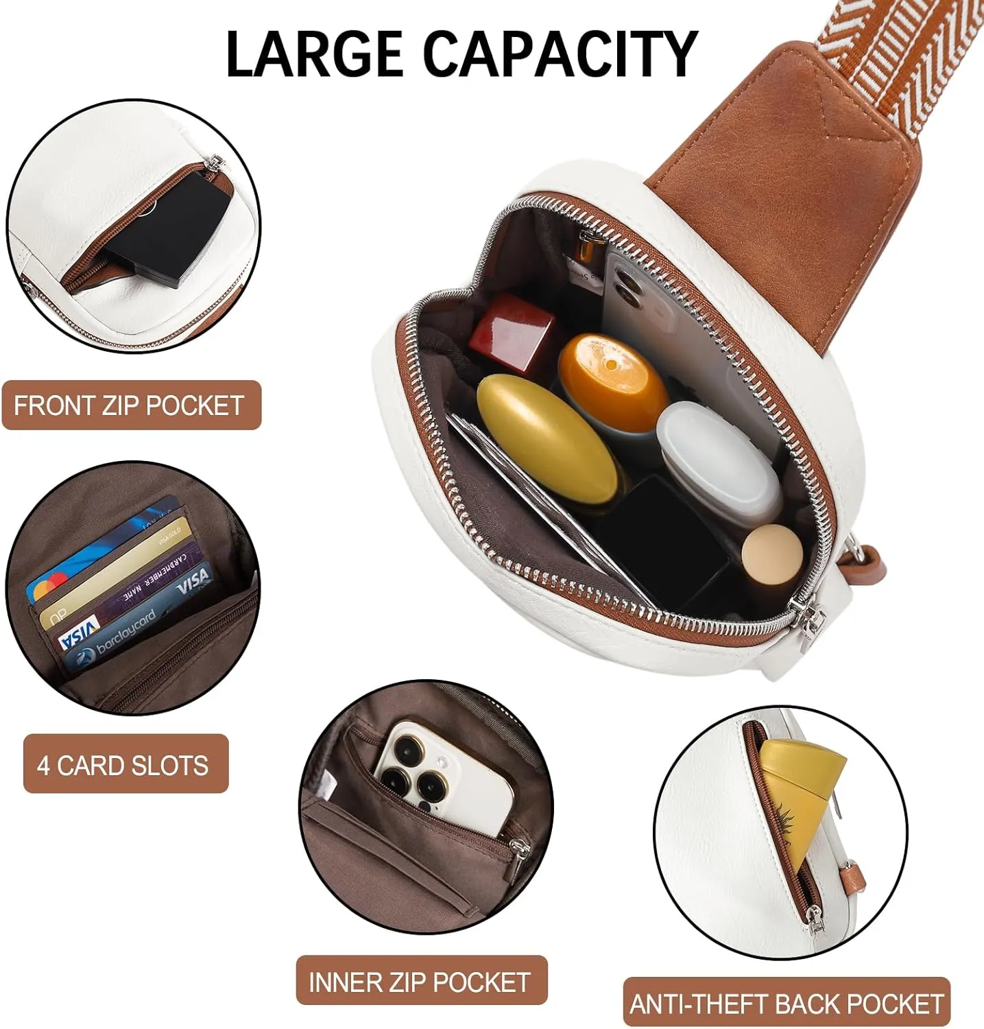 CLUCI Small Sling Bag for Women Vegan Leather Crossbody Chest Bags Trendy, Women's Fanny Pack