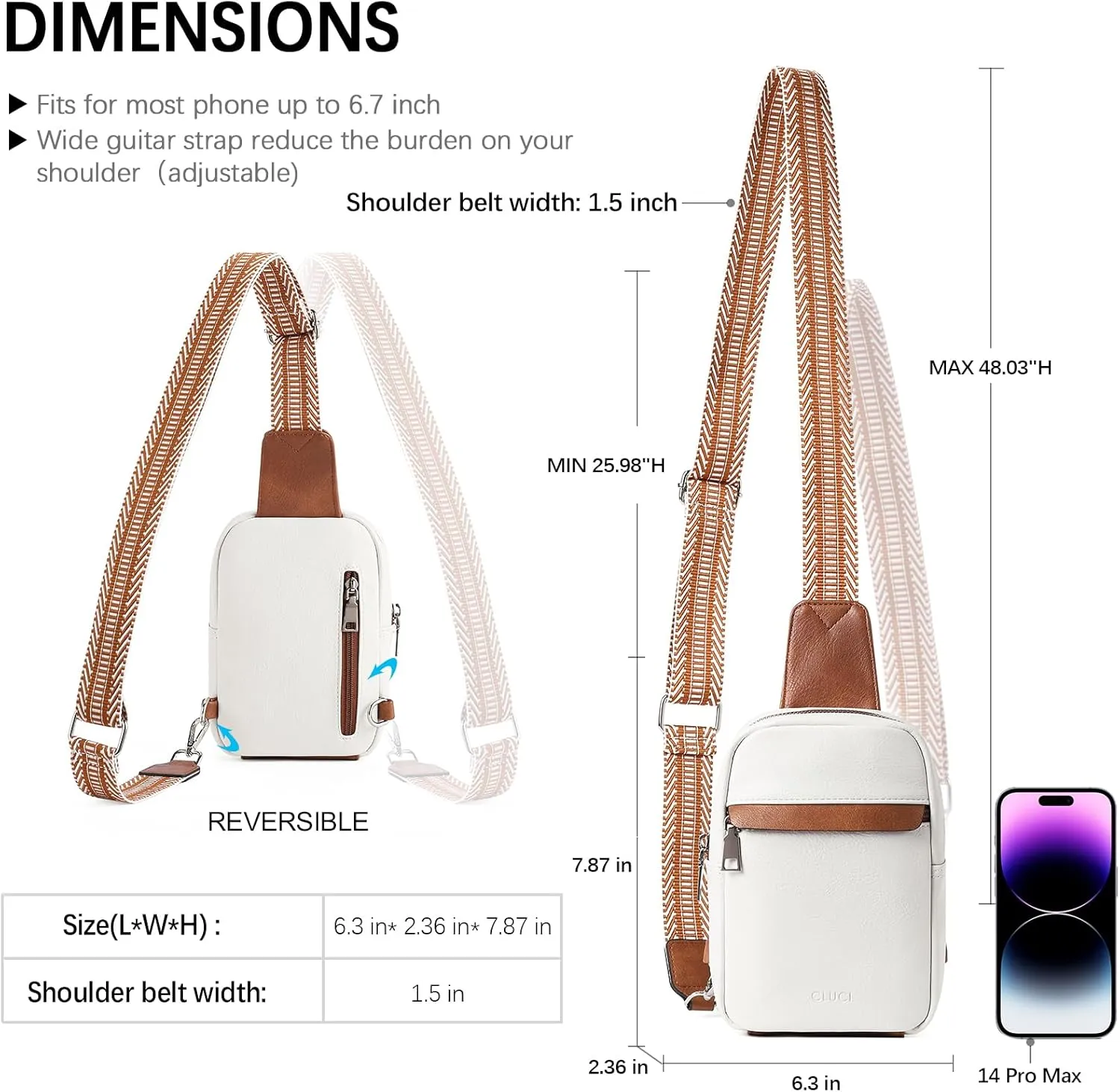 CLUCI Small Sling Bag for Women Vegan Leather Crossbody Chest Bags Trendy, Women's Fanny Pack