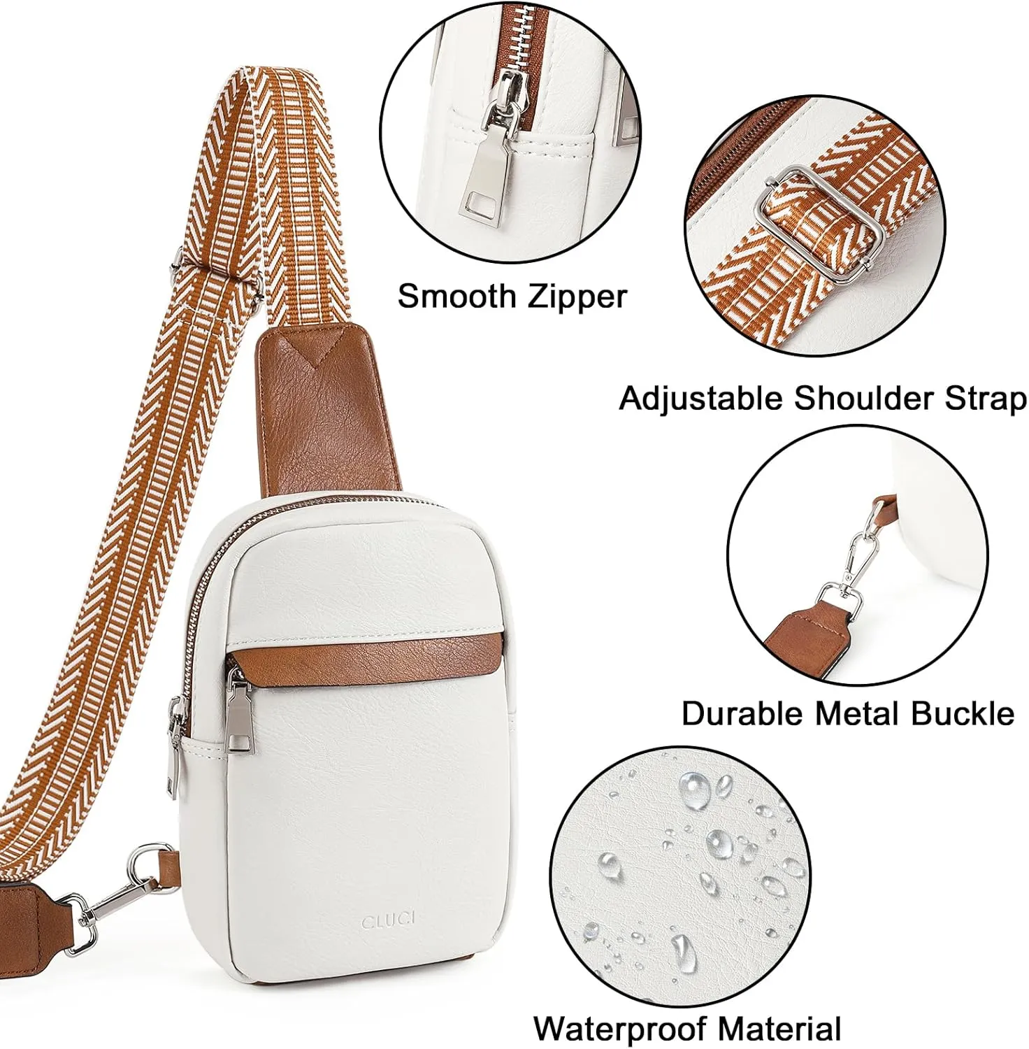 CLUCI Small Sling Bag for Women Vegan Leather Crossbody Chest Bags Trendy, Women's Fanny Pack