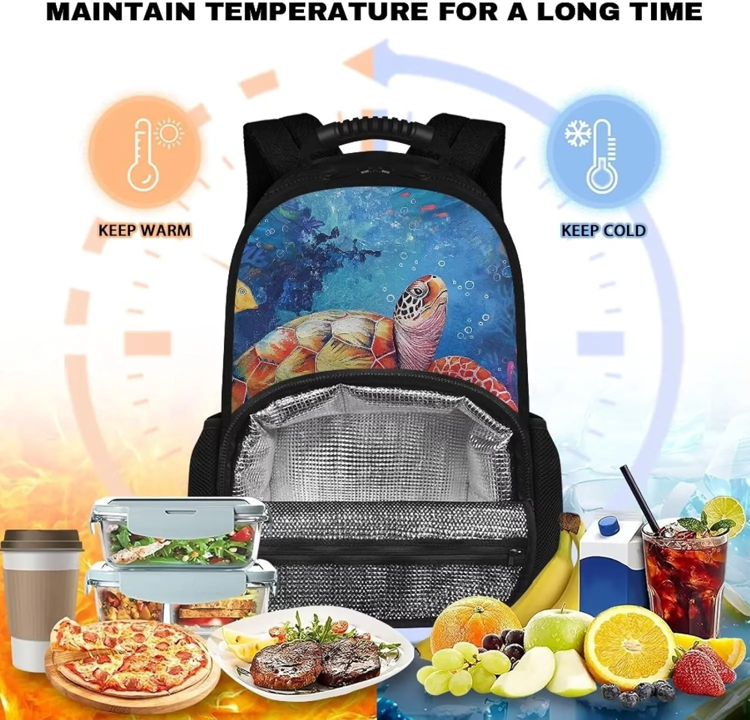 COEQINE Boho Backpack For Women With Lunch Compartment Paint Splatter Turtle Bacpacl for Travel Hiking Camping Leafproof Work Backpack Protector Laptop And Keep Food Warm