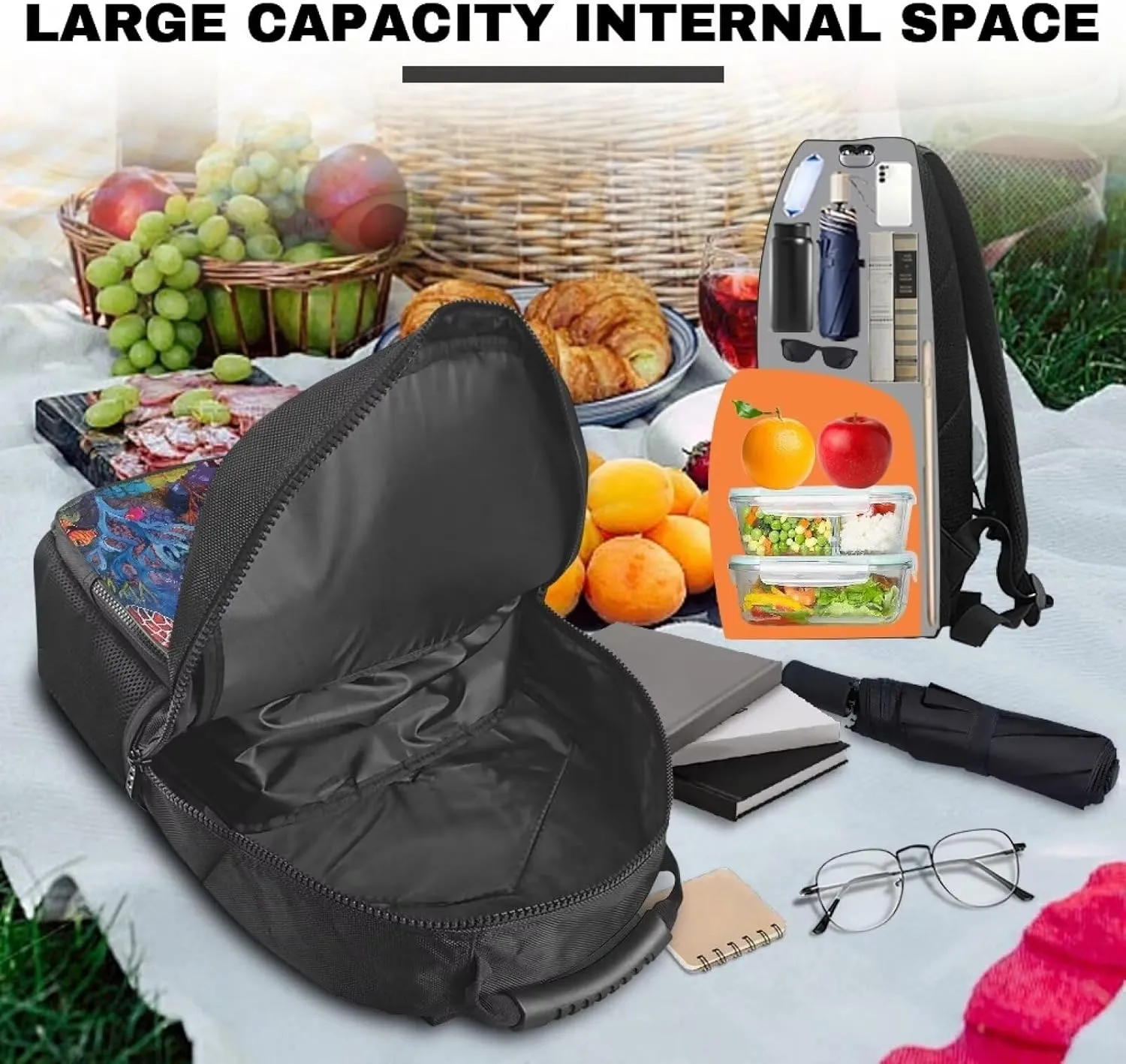 COEQINE Boho Backpack For Women With Lunch Compartment Paint Splatter Turtle Bacpacl for Travel Hiking Camping Leafproof Work Backpack Protector Laptop And Keep Food Warm