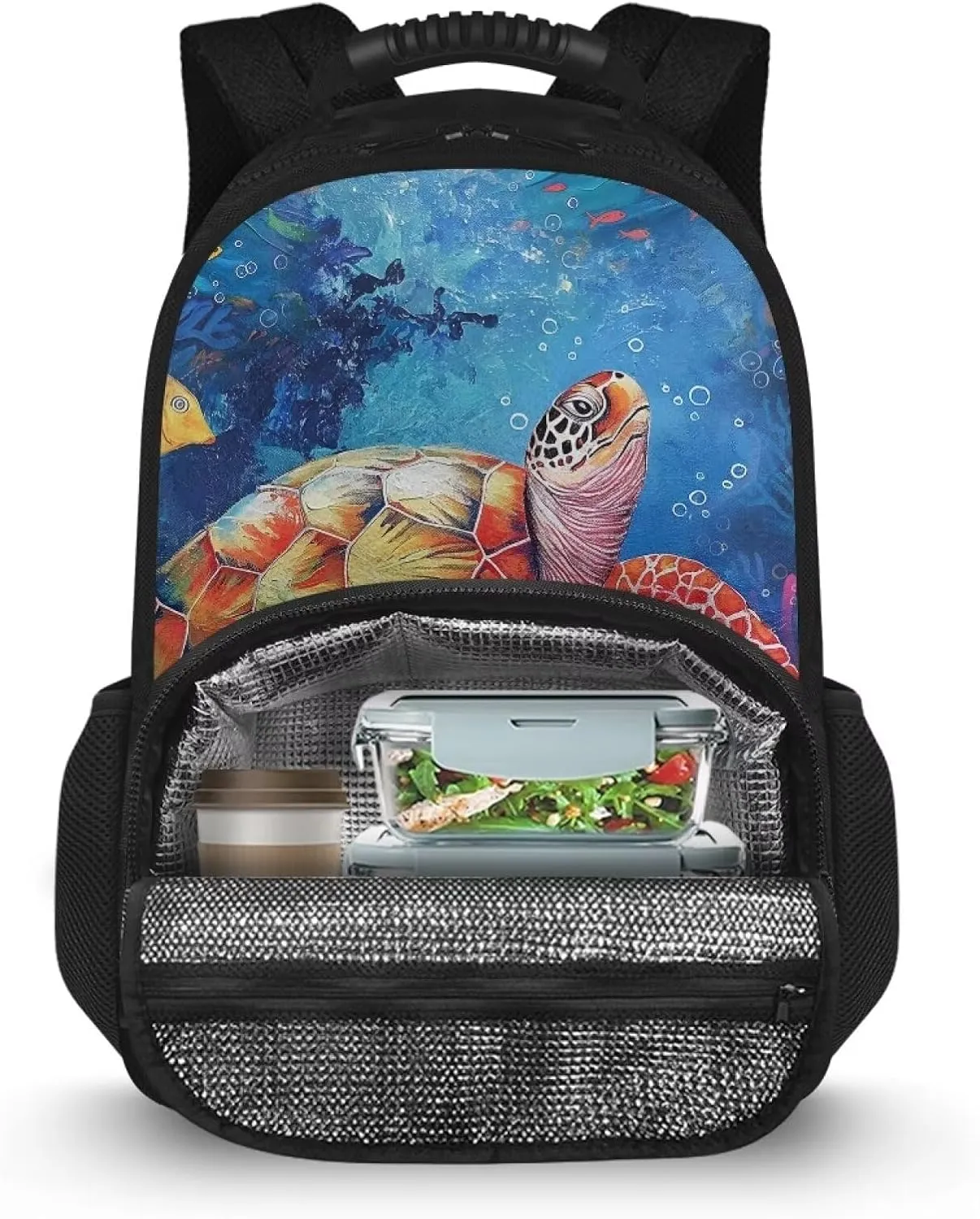 COEQINE Boho Backpack For Women With Lunch Compartment Paint Splatter Turtle Bacpacl for Travel Hiking Camping Leafproof Work Backpack Protector Laptop And Keep Food Warm