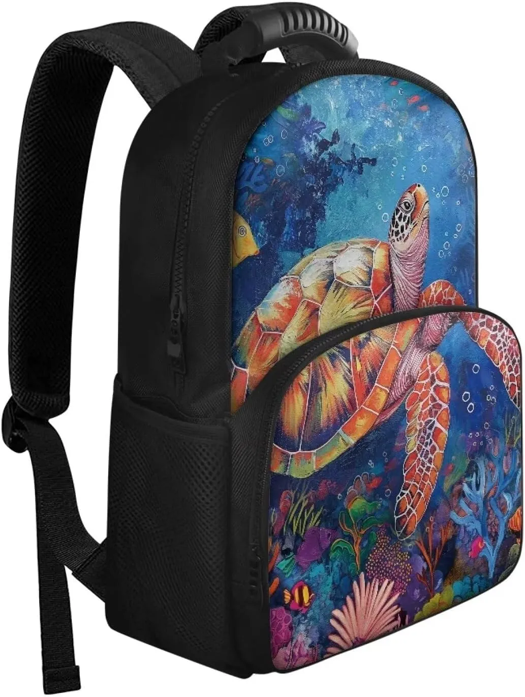 COEQINE Boho Backpack For Women With Lunch Compartment Paint Splatter Turtle Bacpacl for Travel Hiking Camping Leafproof Work Backpack Protector Laptop And Keep Food Warm