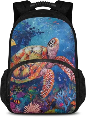 COEQINE Boho Backpack For Women With Lunch Compartment Paint Splatter Turtle Bacpacl for Travel Hiking Camping Leafproof Work Backpack Protector Laptop And Keep Food Warm