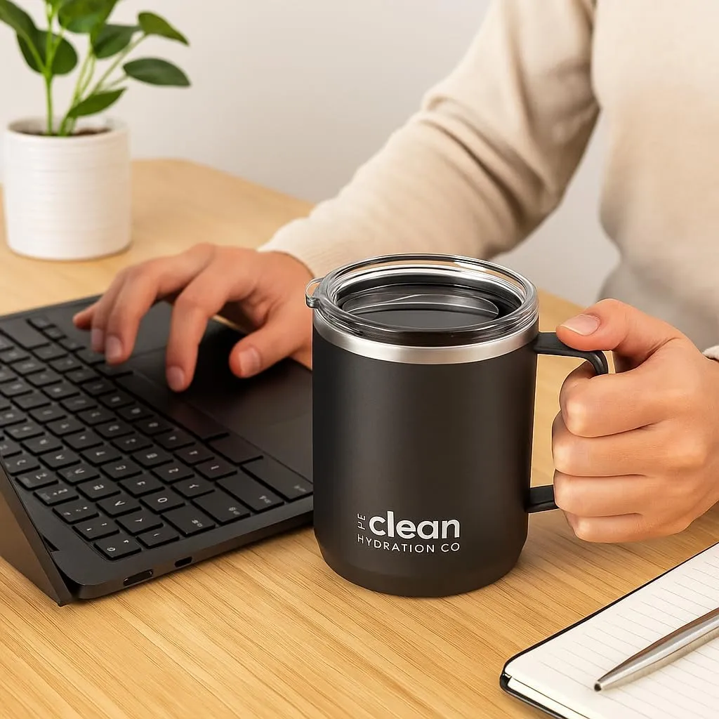 Coffee Cup Travel Mug Insulated - 12 Oz | Ceramic Lined Tumbler Cup with Lid | Reusable Office Mug | Double Wall Vacuum Eco-Friendly, BPA-Free