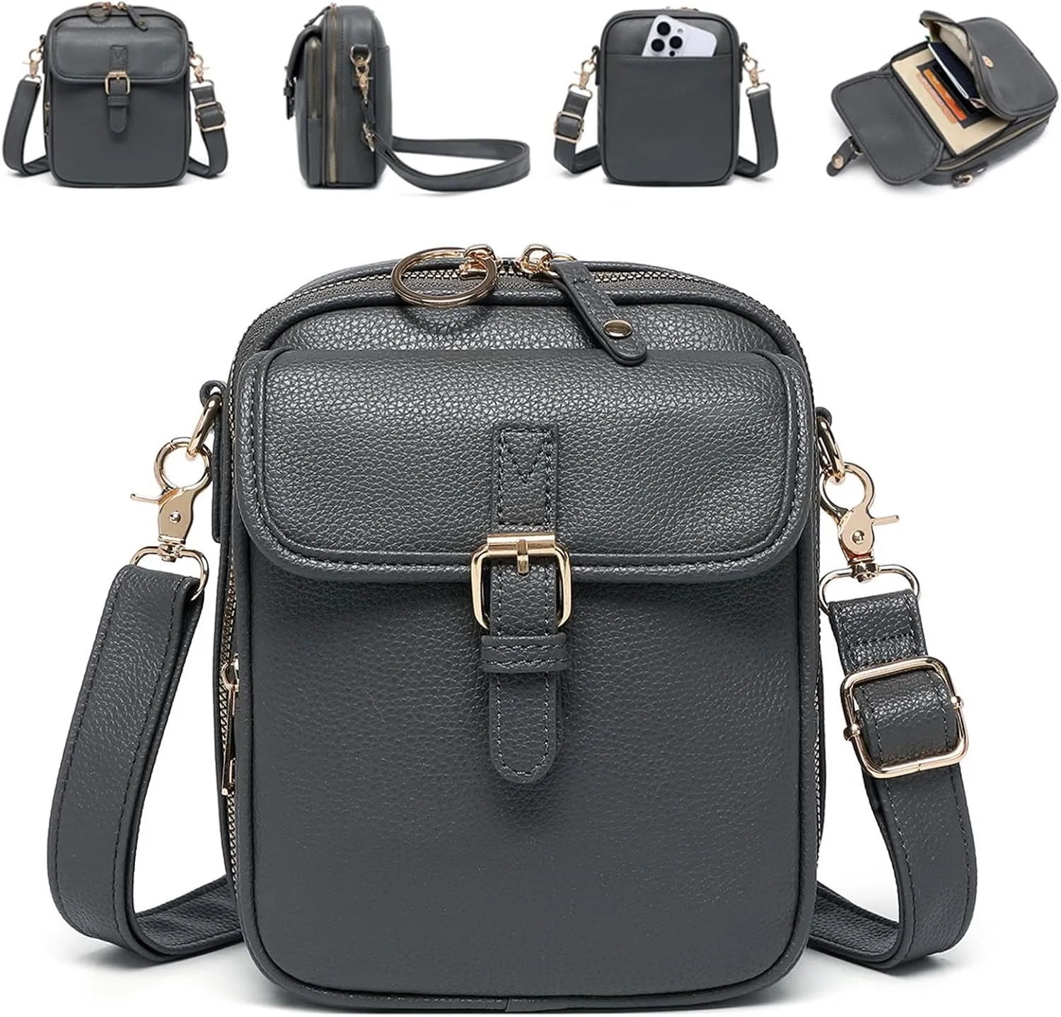 Collaboraten1 Crossbody Leather Bag, Crossbody Leather Bag, Anti-slip Slash Proof Shoulder Bag With 10 Card Slots