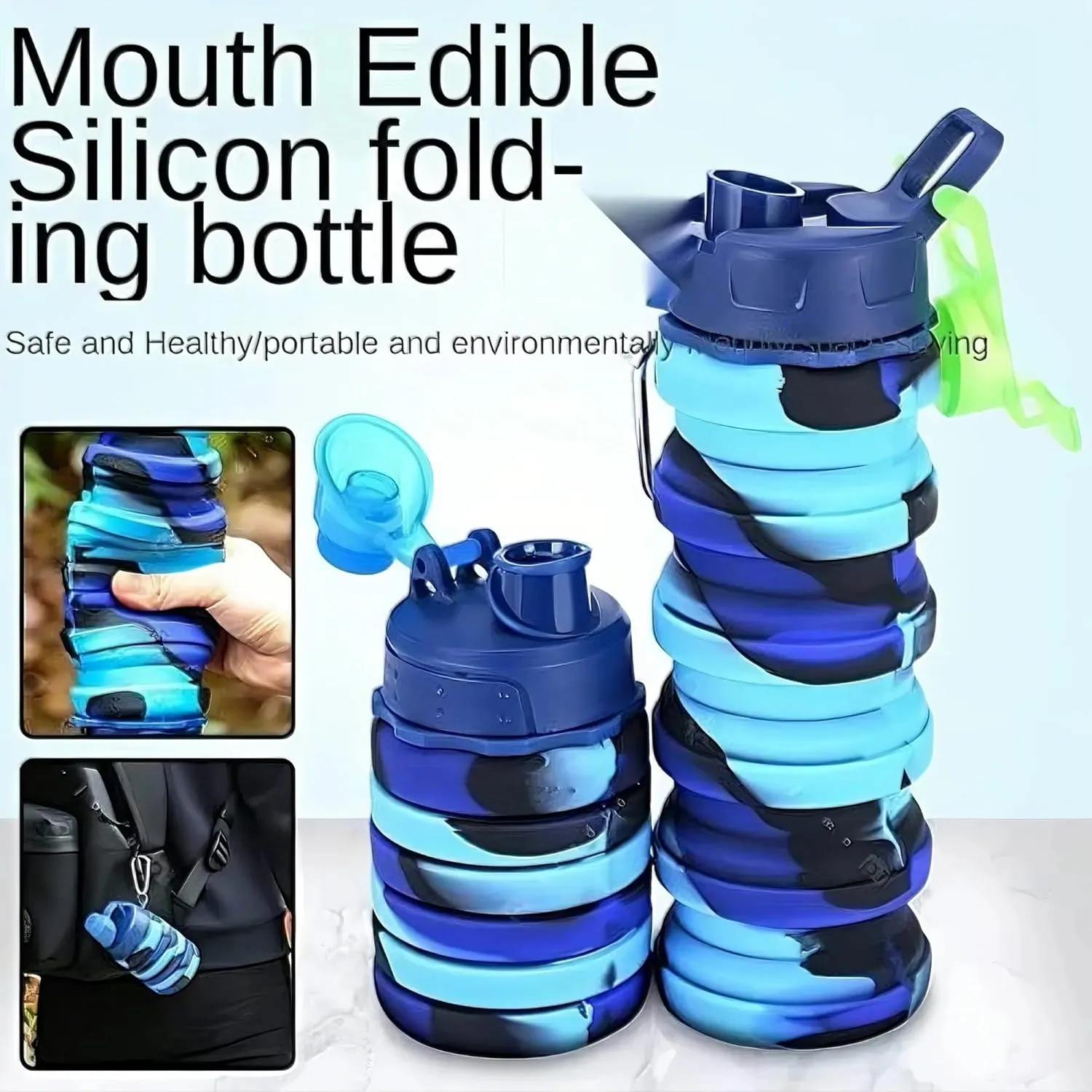 Collapsible Sports Water Bottles 500ml 16oz,Leak Proof Twist Cap BPA Free Retractable for Home Outdoor,Biking,Hiking Portable Water Bottle Cups(10)