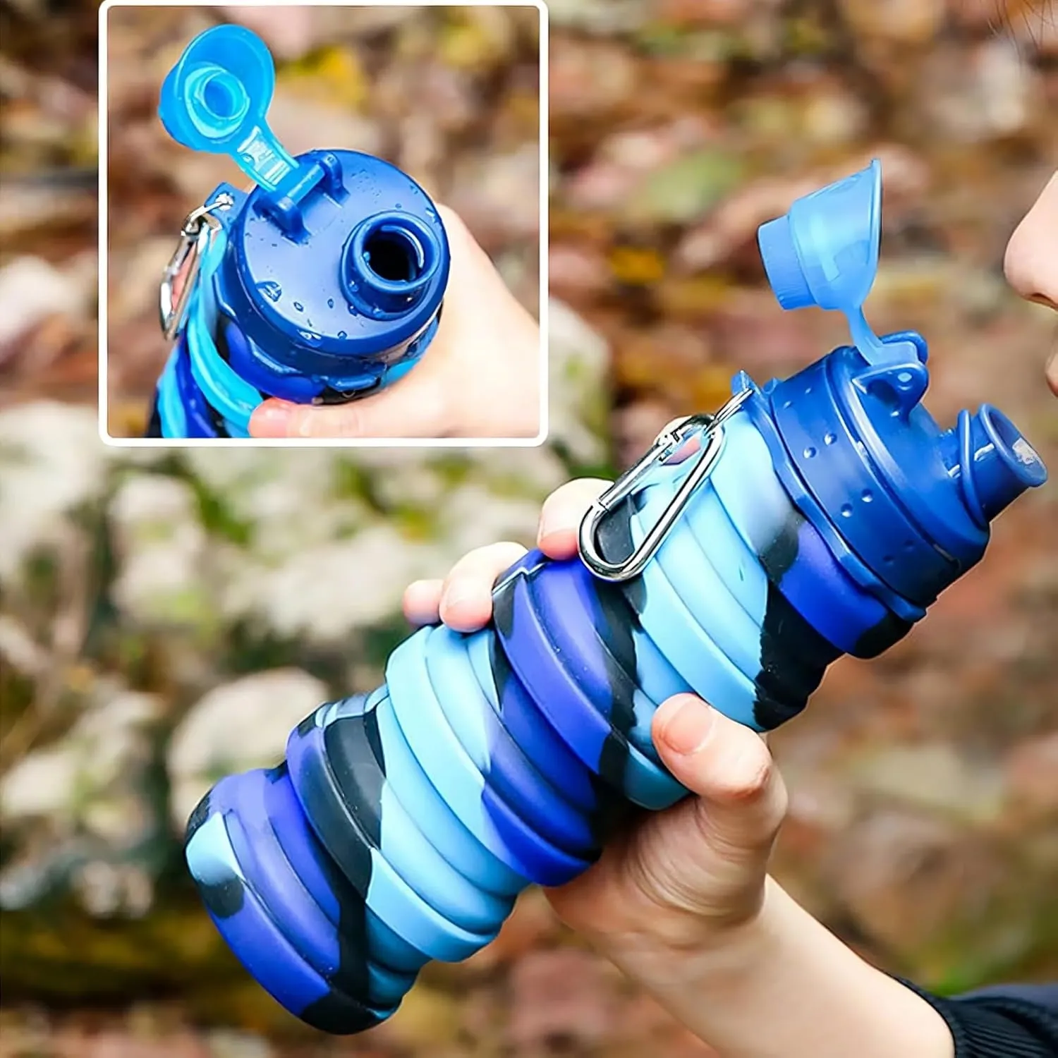 Collapsible Sports Water Bottles 500ml 16oz,Leak Proof Twist Cap BPA Free Retractable for Home Outdoor,Biking,Hiking Portable Water Bottle Cups(1)