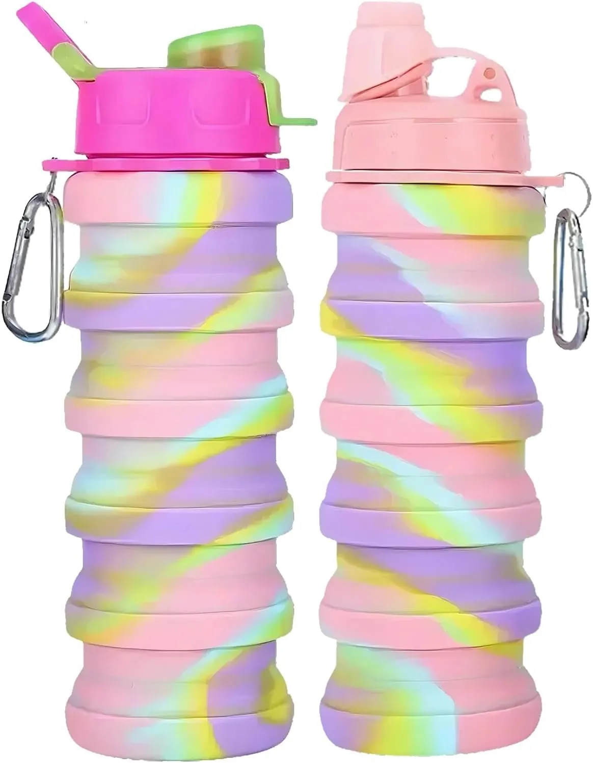 Collapsible Water Bottles Travel Water Bottle Sports Portable Sport Water Bottle Reusable Water Bottles Comes with Mountaineering Buckle(Blue)