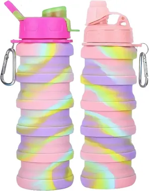 Collapsible Water Bottles Travel Water Bottle Sports Portable Sport Water Bottle Reusable Water Bottles Comes with Mountaineering Buckle(Blue)