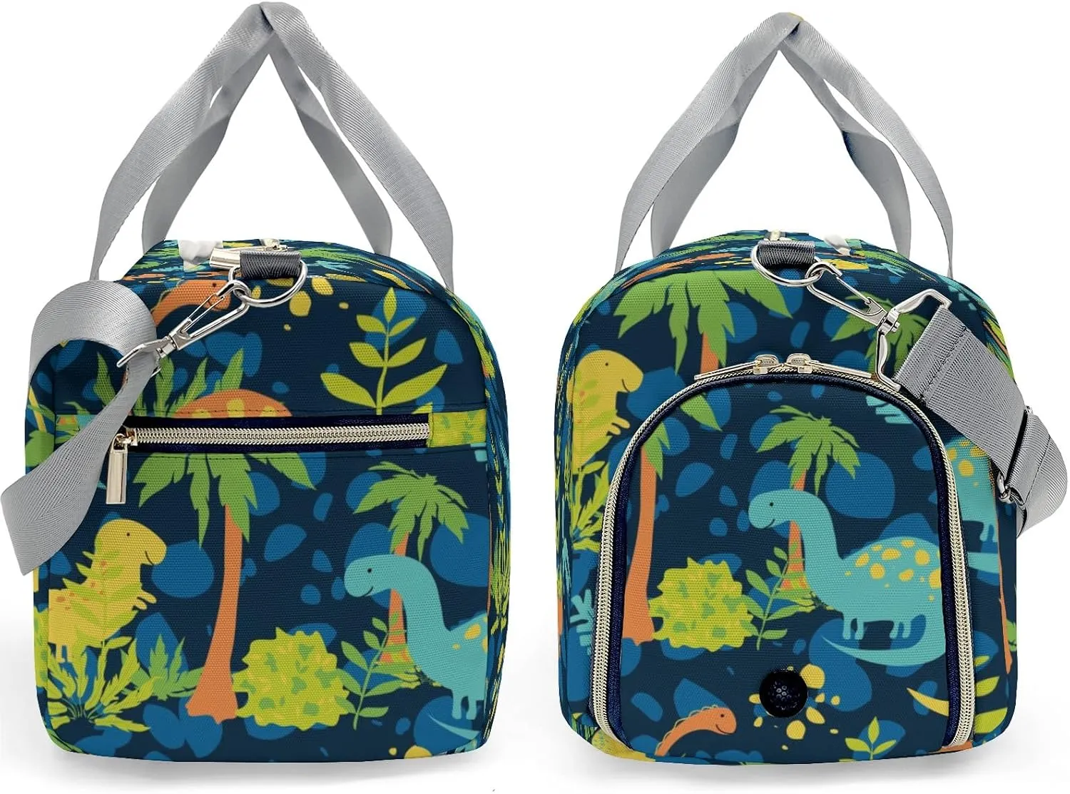 Colorful Dinosaur Palm Tree Personalized Duffel Bags Customized Multi-Function Travel Bag Gym Sports Bag Dance Ballet Overnight Carry On Weekend Bag