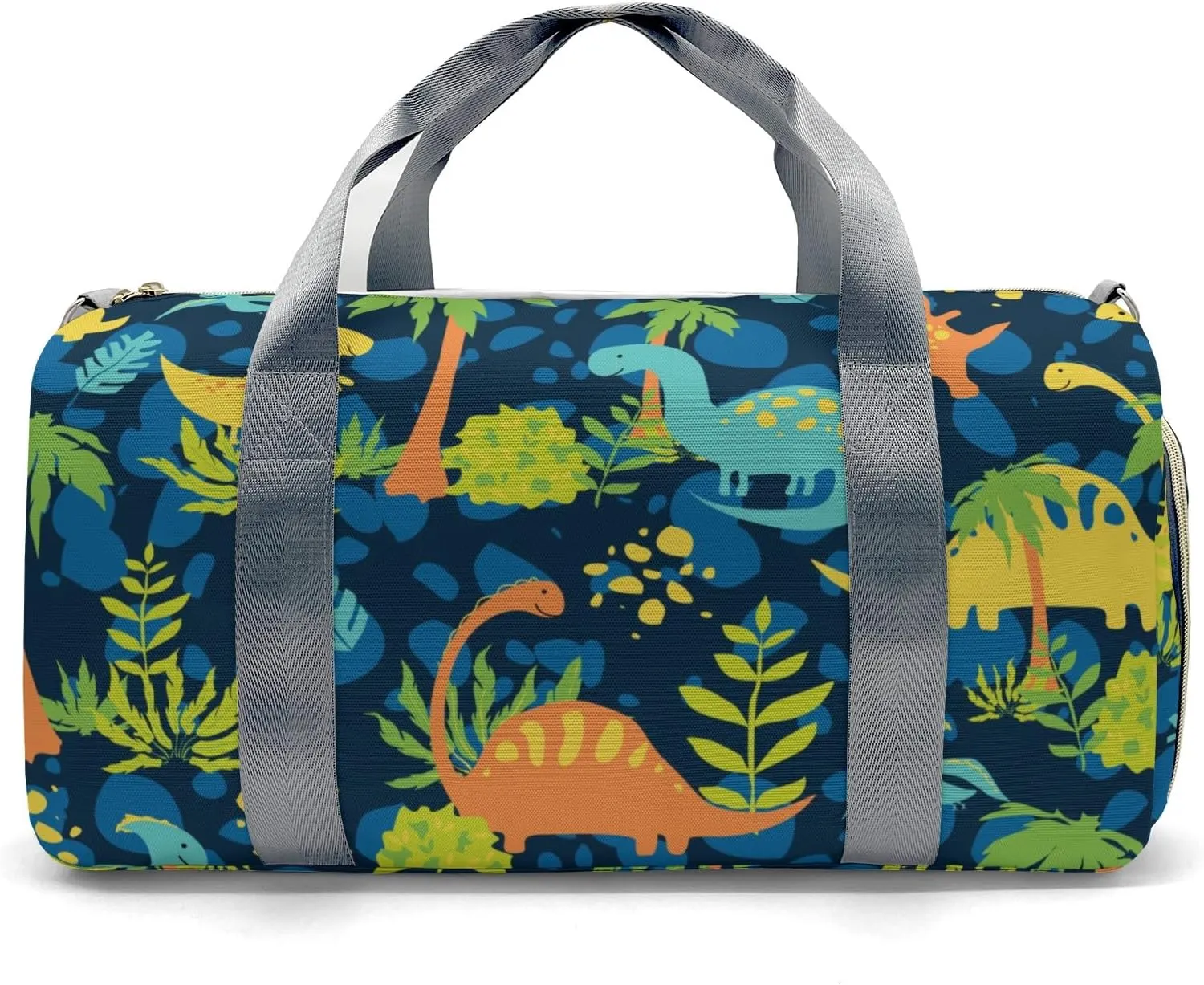Colorful Dinosaur Palm Tree Personalized Duffel Bags Customized Multi-Function Travel Bag Gym Sports Bag Dance Ballet Overnight Carry On Weekend Bag