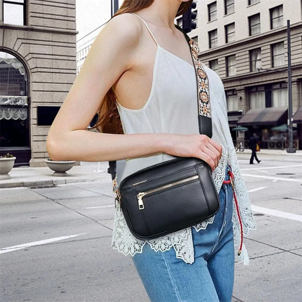Colorful Straps Crossbody Leather Bags & Purse Vegan Leather Small Crossbody Bag (Blue,One Size)