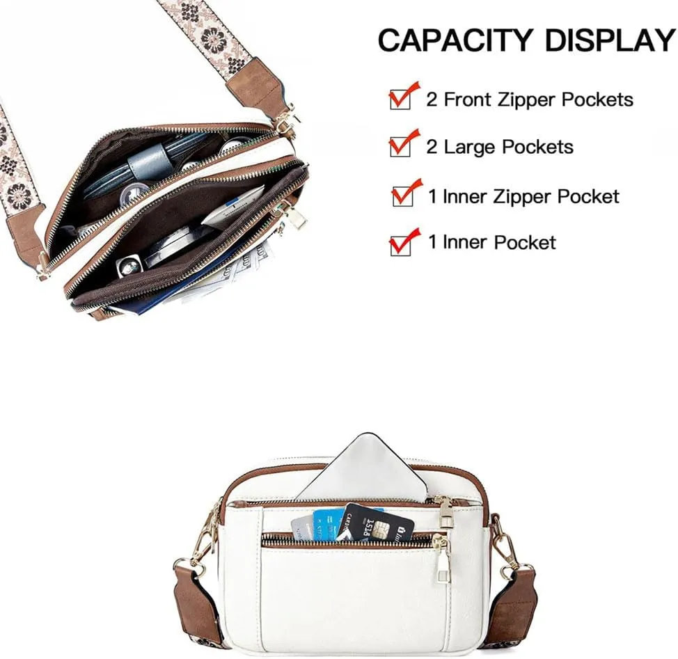 Colorful Straps Crossbody Leather Bags & Purse Vegan Leather Small Crossbody Bag (Blue,One Size)