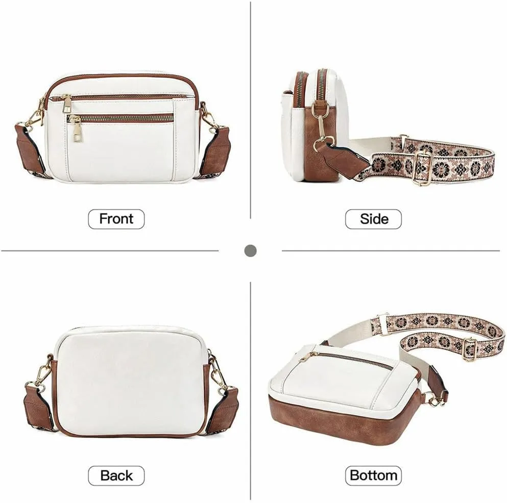Colorful Straps Crossbody Leather Bags & Purse Vegan Leather Small Crossbody Bag (Blue,One Size)