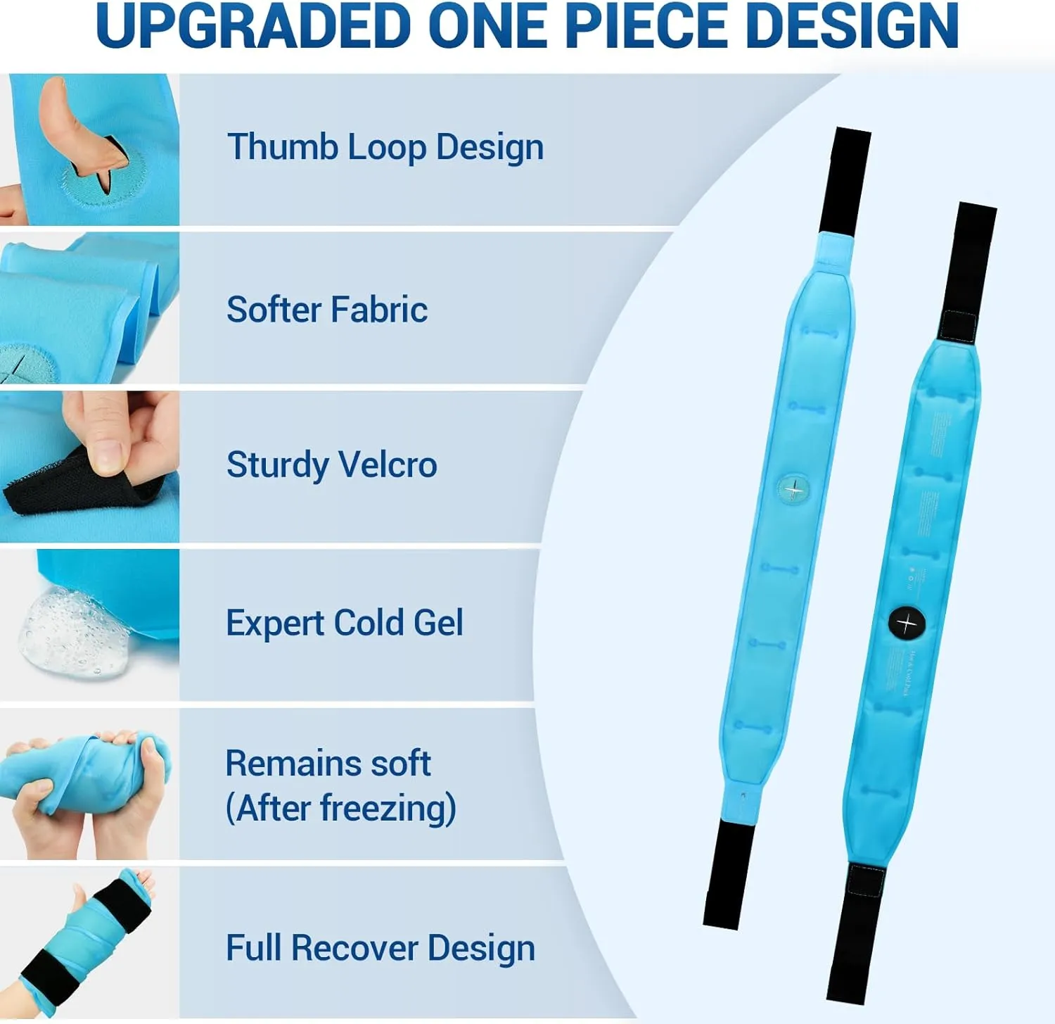 Comfytemp Full Hand Wrist Ice Pack Wrap for Carpal Tunnel Relief, FSA HSA Eligible, 33" Wrist Brace Reusable Compression Hand Support for Injuries, Tendonitis, Arthritis, Swelling, Cold Hot Therapy