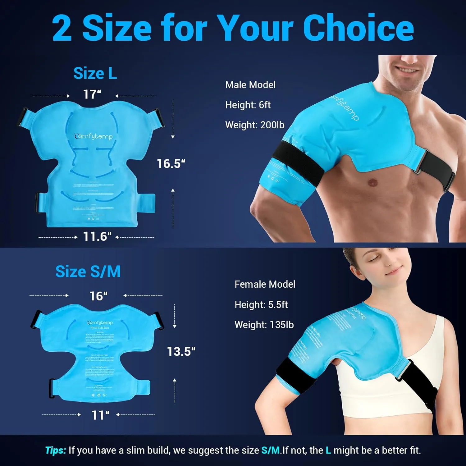 Comfytemp Shoulder Ice Pack Rotator Cuff Cold Therapy Wrap, FSA HSA Eligible, Ice Packs for Injuries Reusable Gel, Instant Compression for Shoulder Pain Relief, Surgery Recovery Gifts (Large)