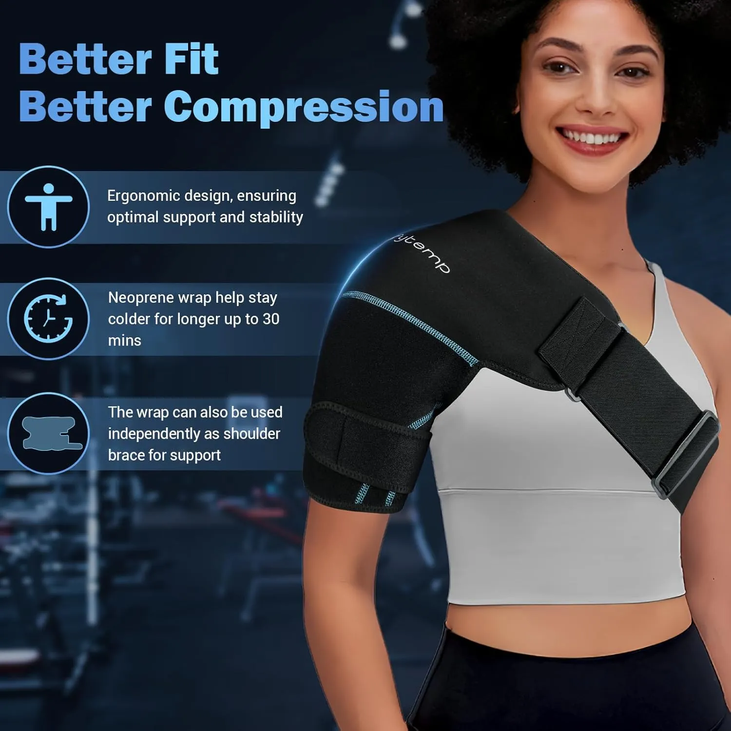 Comfytemp Shoulder Ice Pack Wrap, 2 Gel Packs 1 Shoulder Brace, FSA HSA Eligible, Ice Sleeve for Injuries Reusable, Physical Therapy Cold Compression for Arm Rotator Cuff Pain Relief, Surgery Recovery