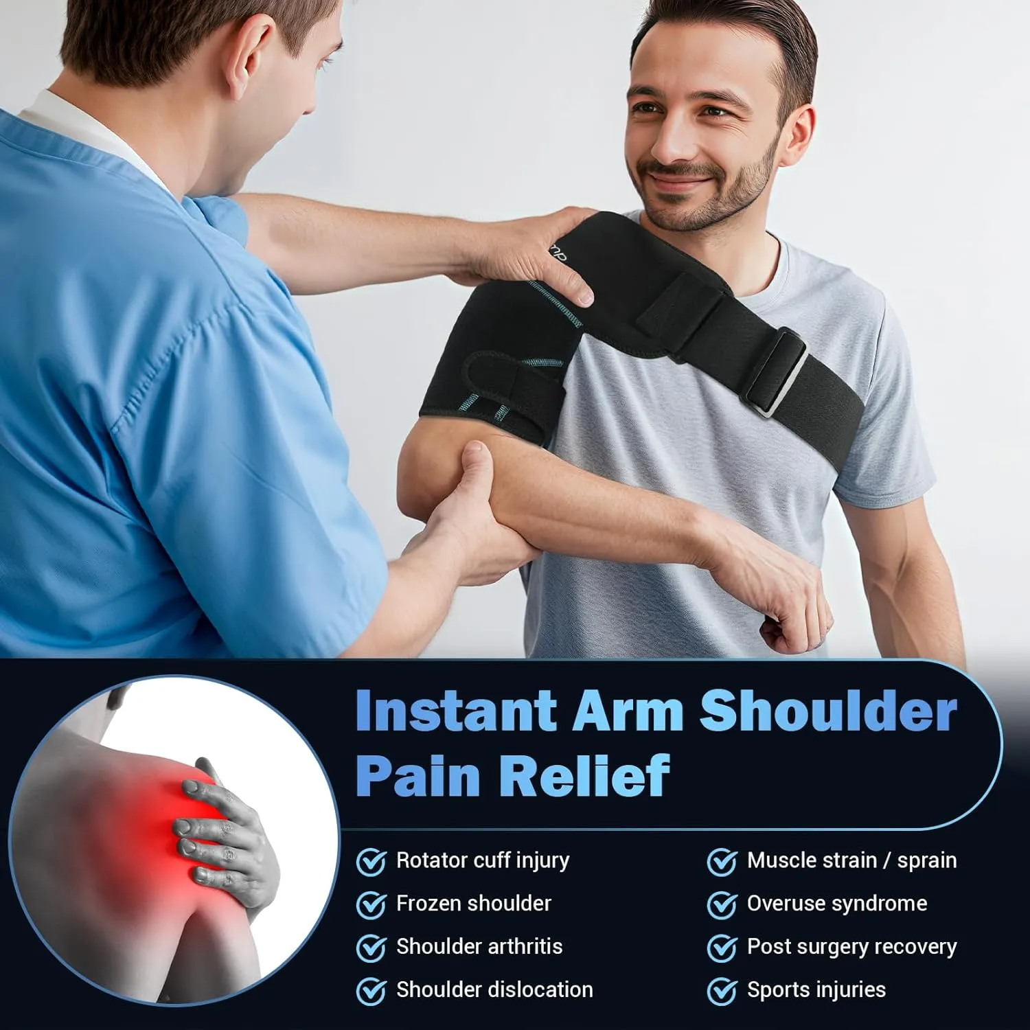 Comfytemp Shoulder Ice Pack Wrap, 2 Gel Packs 1 Shoulder Brace, FSA HSA Eligible, Ice Sleeve for Injuries Reusable, Physical Therapy Cold Compression for Arm Rotator Cuff Pain Relief, Surgery Recovery