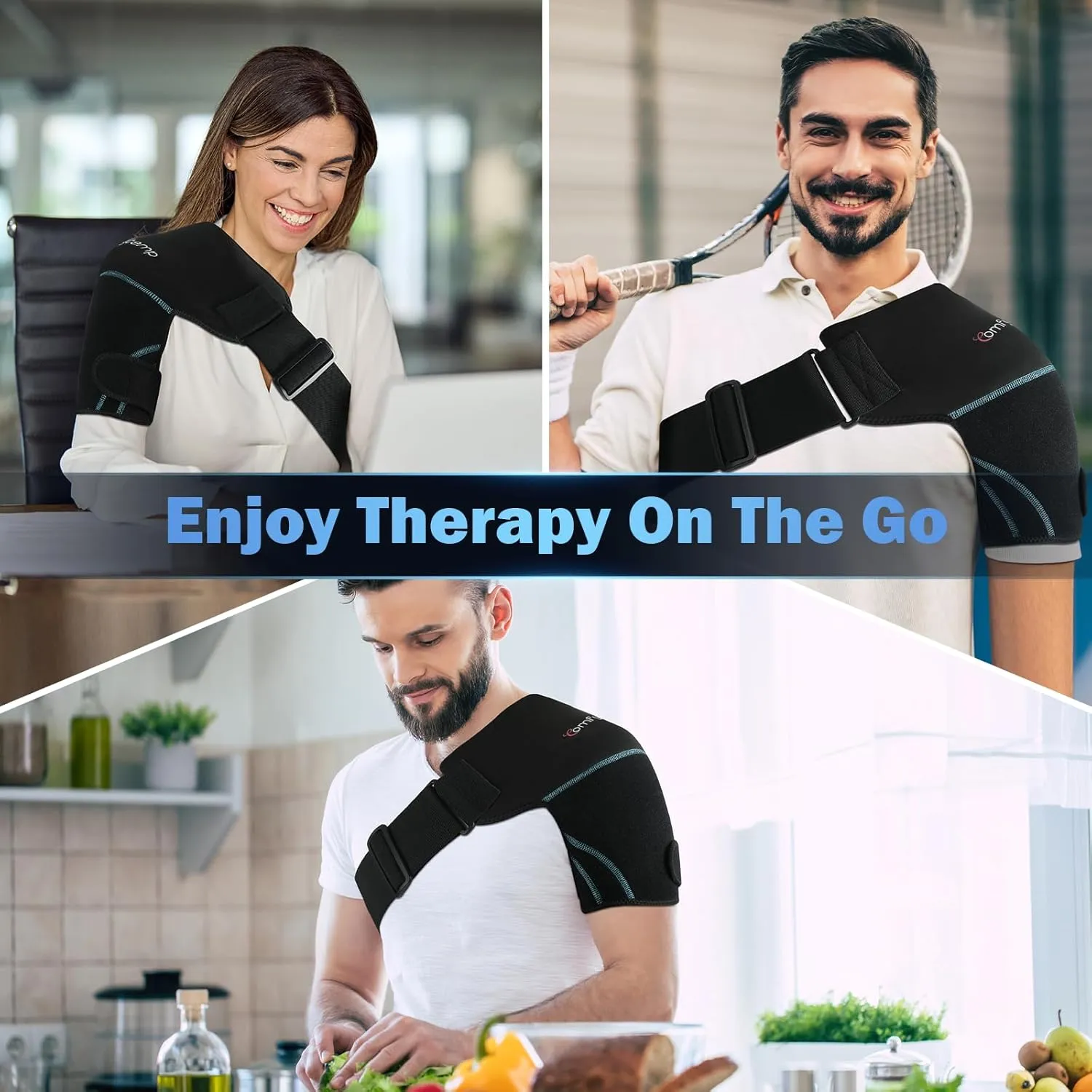 Comfytemp Shoulder Ice Pack Wrap, 2 Gel Packs 1 Shoulder Brace, FSA HSA Eligible, Ice Sleeve for Injuries Reusable, Physical Therapy Cold Compression for Arm Rotator Cuff Pain Relief, Surgery Recovery