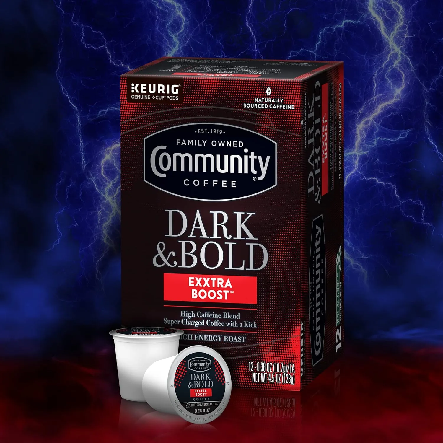 Community Coffee Dark & Bold Exxtra Boost 96 Count Coffee Pods, Compatible with Keurig 2.0 K-Cup Brewers, 24 count (Pack of 4)