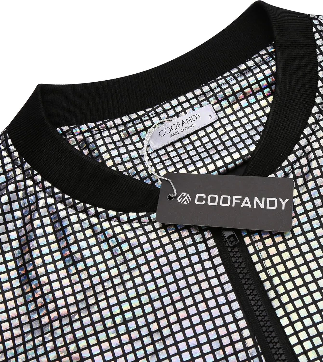 COOFANDY Men's Metallic Jacket 70s Disco Party Varsity Jacket Zip-up Baseball Bomber