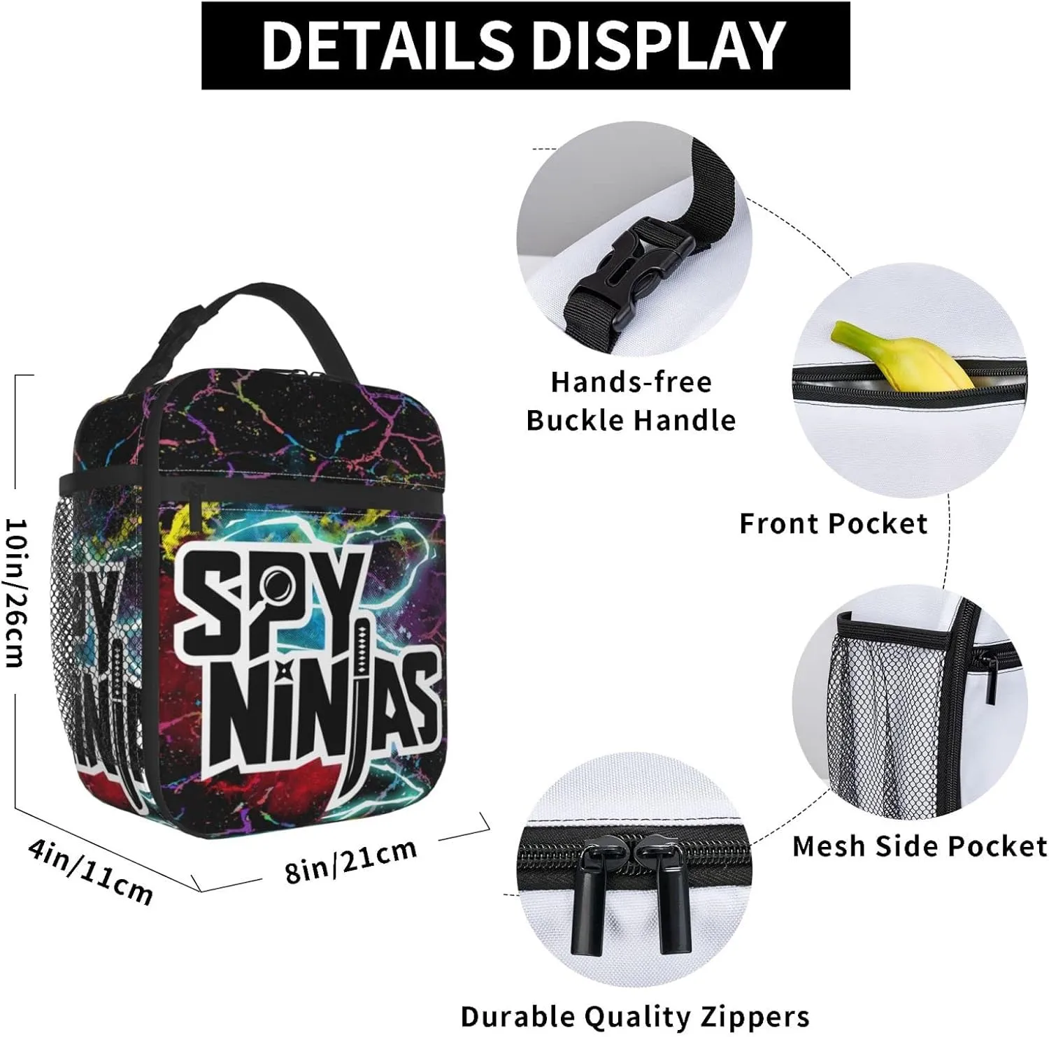 Cool Fantasy Blue Tote Lunch Bag Reusable Insulated Zipper Handbag Portable Lunchbox Cooler Bags For Work Picnic Camping