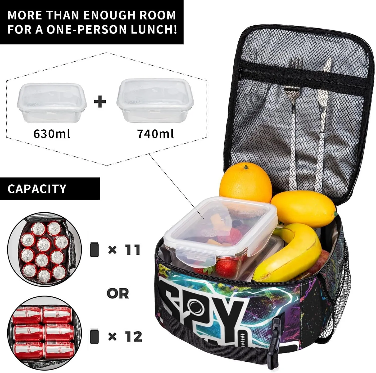 Cool Fantasy Blue Tote Lunch Bag Reusable Insulated Zipper Handbag Portable Lunchbox Cooler Bags For Work Picnic Camping