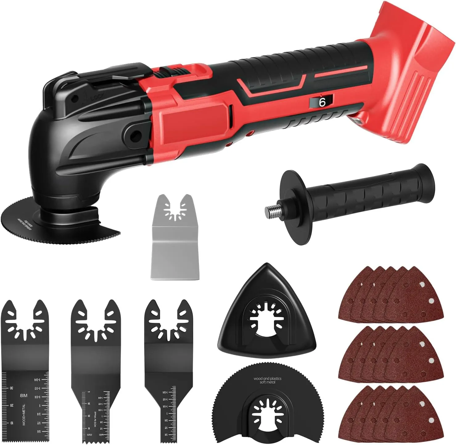 Cordless Oscillating Tool for Milwaukee 18V Battery, Oscillating Multi Tool Kit with Auxiliary Handle, 6 Variable Speed, Oscillating Saw for Scraping, Sanding, Cutting Wood (Battery Not Included)