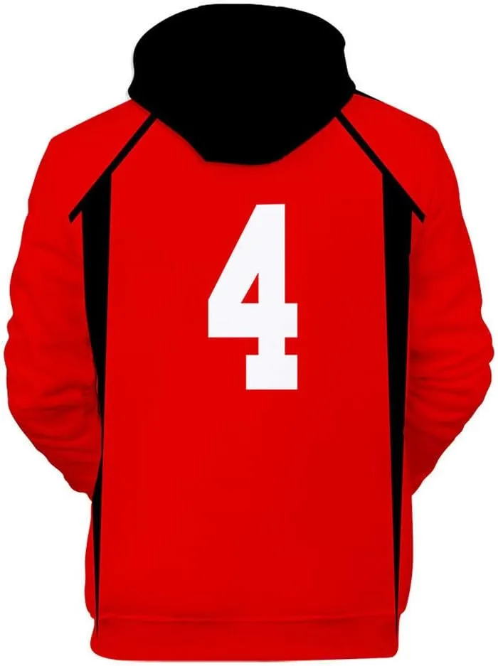 Cos-Animefly Haikyuu Hoodie Costume 3D Printed Pullover Hooded Fashion Novelty Sweatshirt Halloween Cosplay Adult Outfit