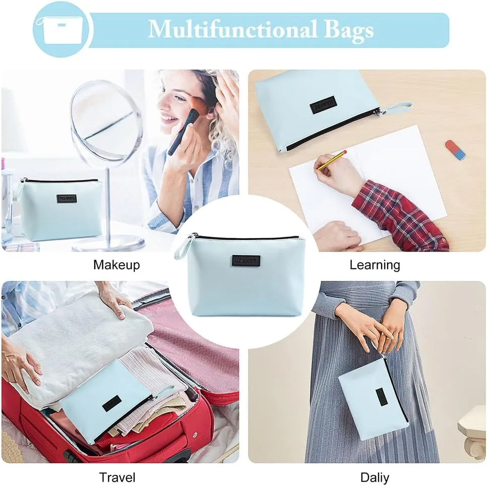 Cosmetic Bags for Women Small Makeup Bag for Purse Pu Leather Makeup Pouch Travel Makeup Bag with Zipper Make Up Bag for Travelling