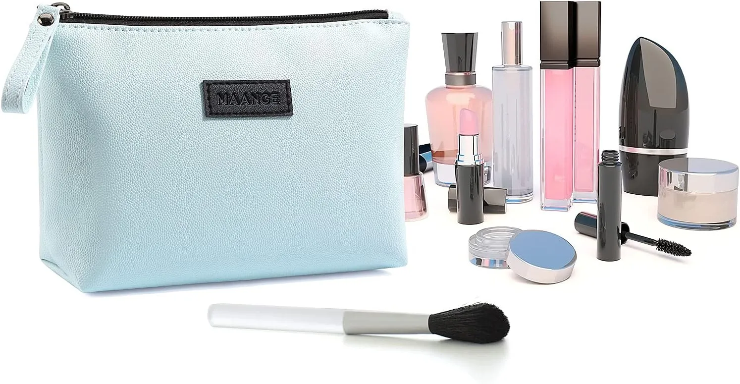 Cosmetic Bags for Women Small Makeup Bag for Purse Pu Leather Makeup Pouch Travel Makeup Bag with Zipper Make Up Bag for Travelling