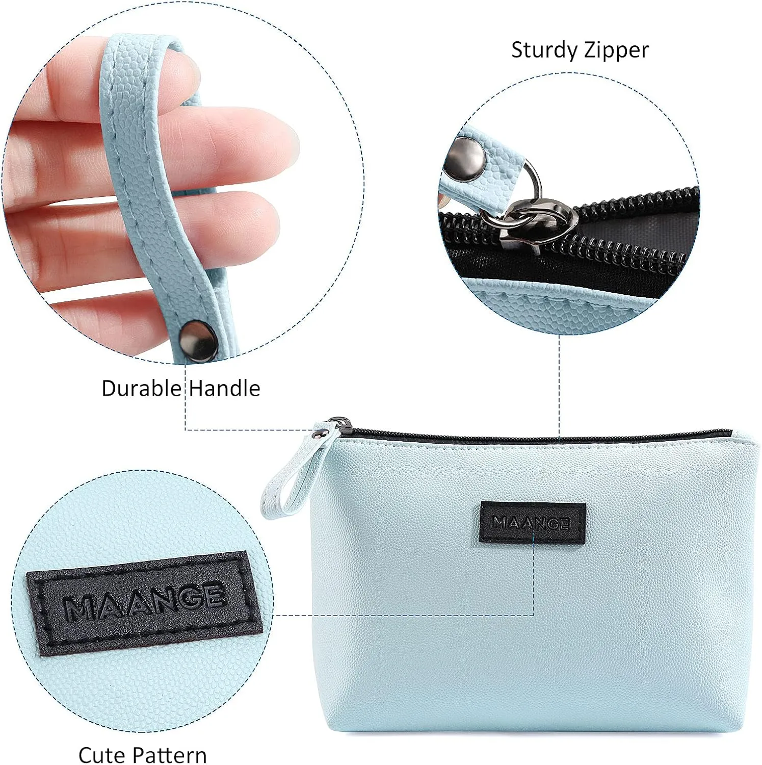 Cosmetic Bags for Women Small Makeup Bag for Purse Pu Leather Makeup Pouch Travel Makeup Bag with Zipper Make Up Bag for Travelling