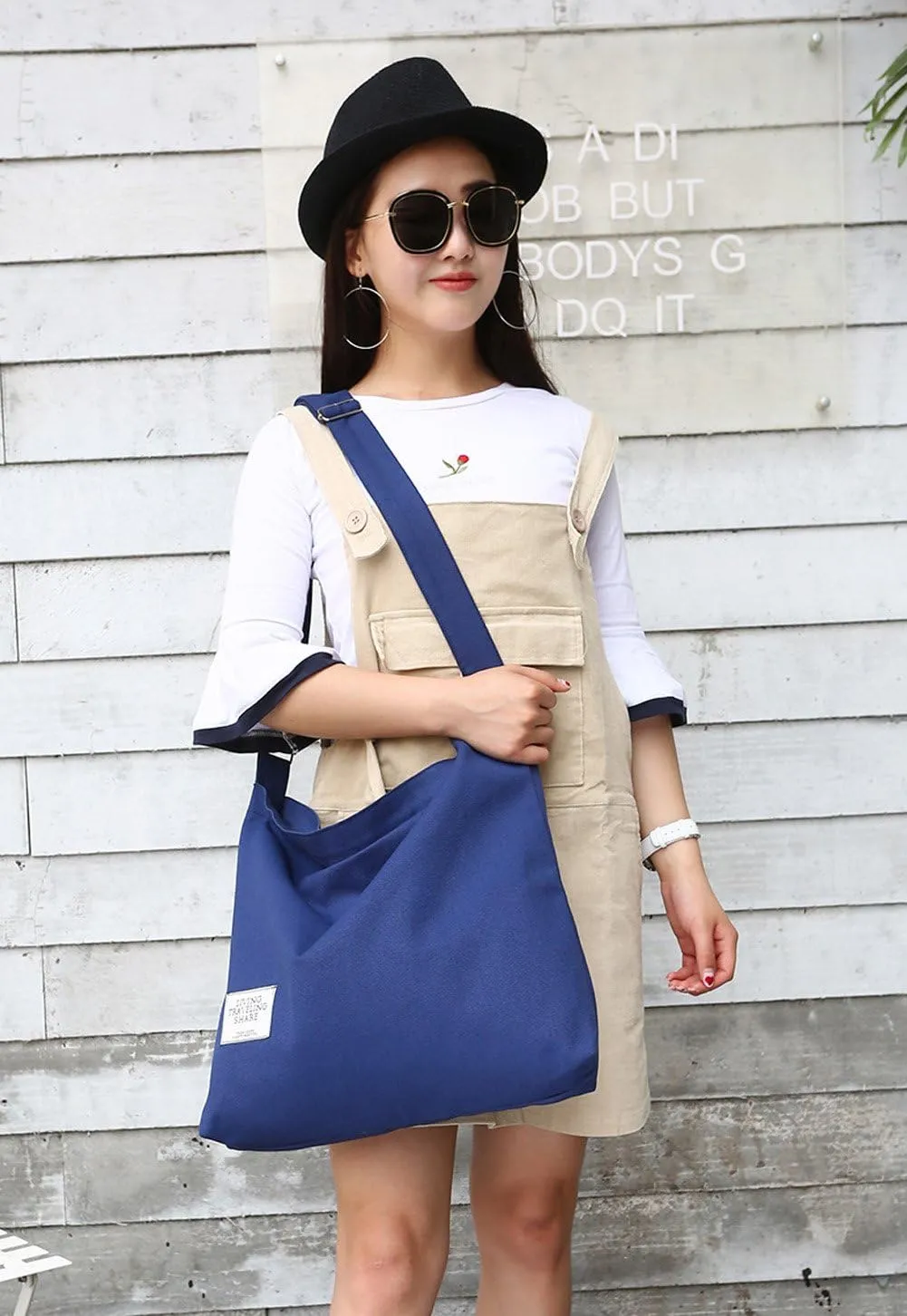Covelin Women's Retro Large Size Canvas Shoulder Bag Hobo Crossbody Handbag Casual Tote