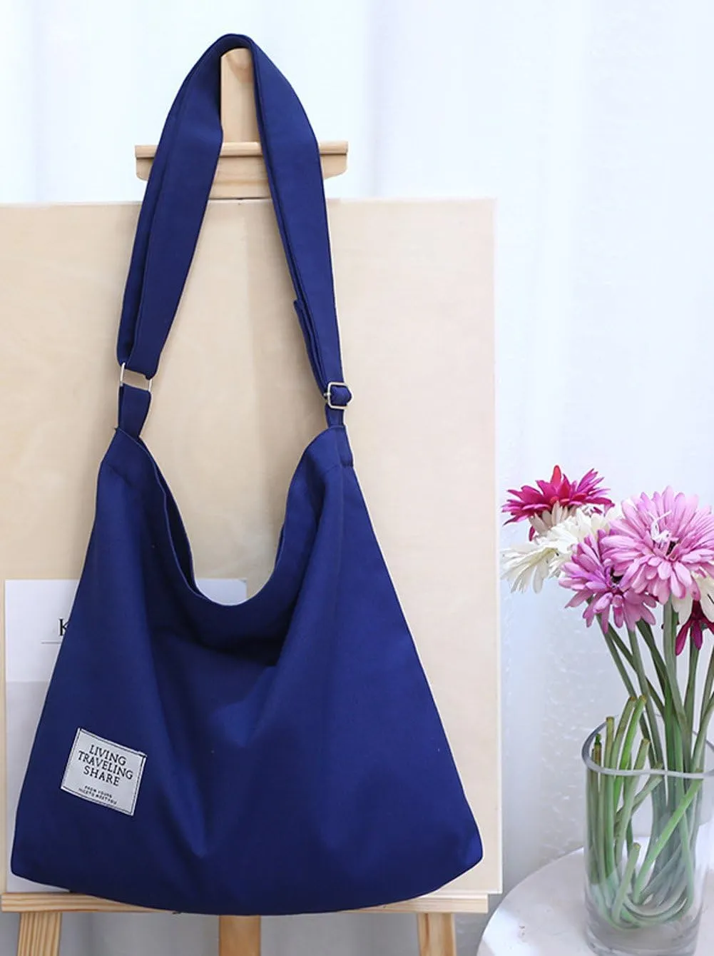 Covelin Women's Retro Large Size Canvas Shoulder Bag Hobo Crossbody Handbag Casual Tote