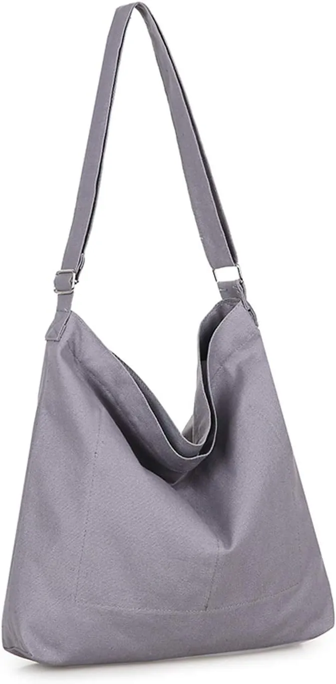 Covelin Women's Retro Large Size Canvas Shoulder Bag Hobo Crossbody Handbag Casual Tote
