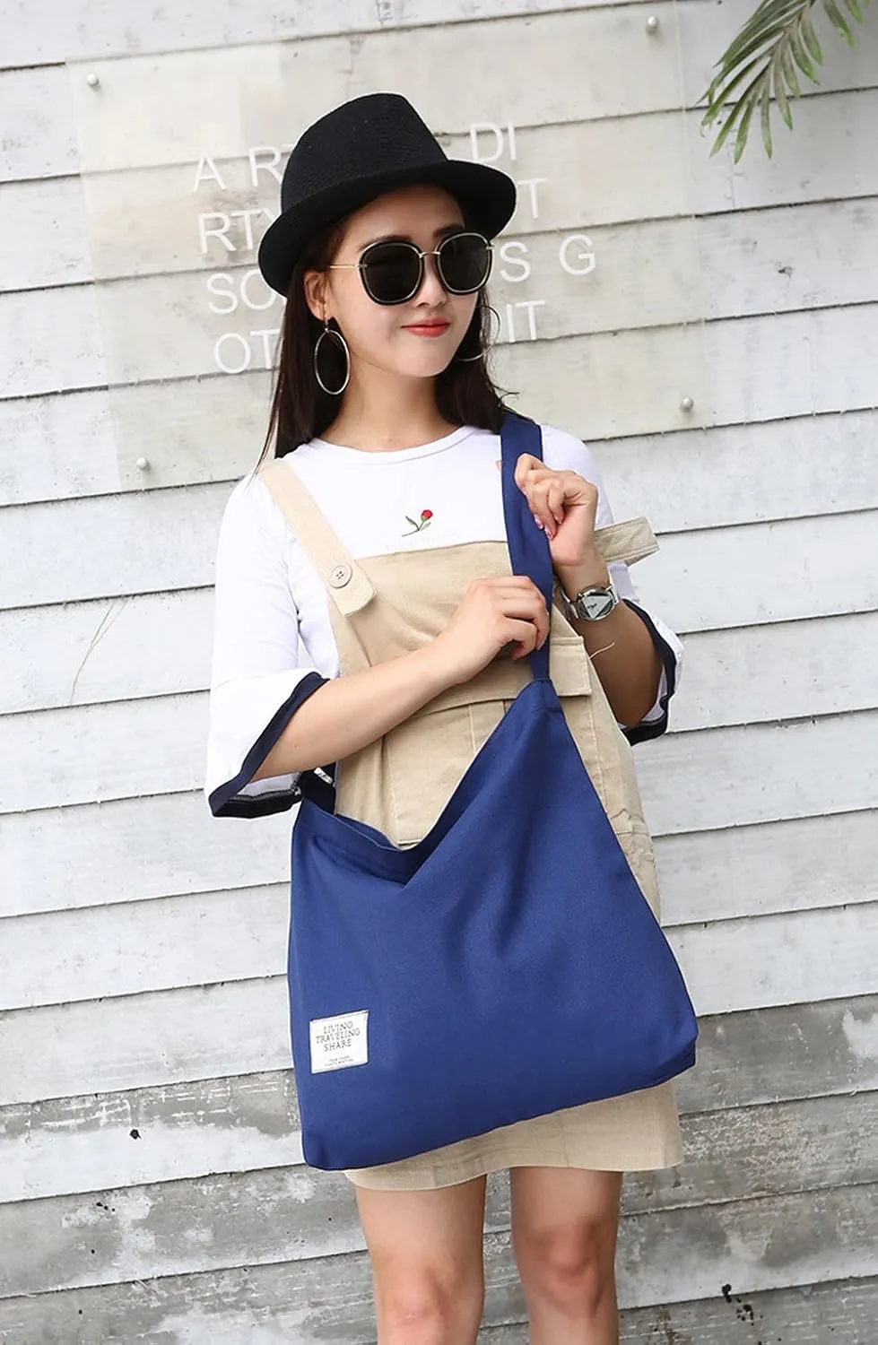 Covelin Women's Retro Large Size Canvas Shoulder Bag Hobo Crossbody Handbag Casual Tote