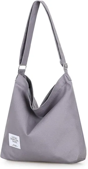 Covelin Women's Retro Large Size Canvas Shoulder Bag Hobo Crossbody Handbag Casual Tote