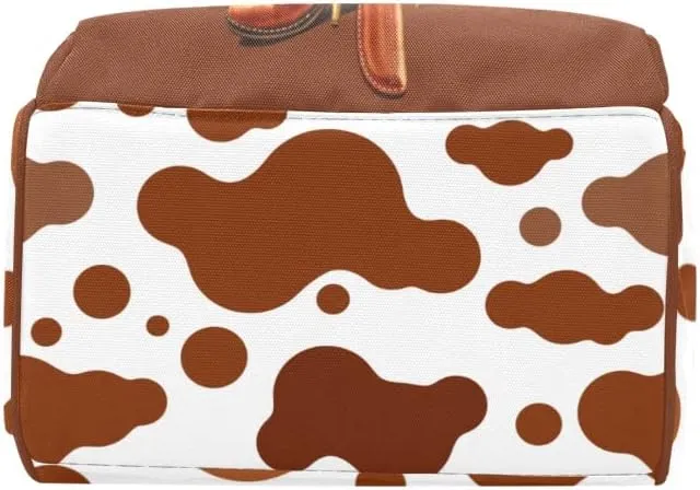 Cowboy Boots Farm Cow Print Personalized Diaper Bag Backpack Bookbag Name Daypack Large Mommy Bag for Boys Birthday Adult Girls