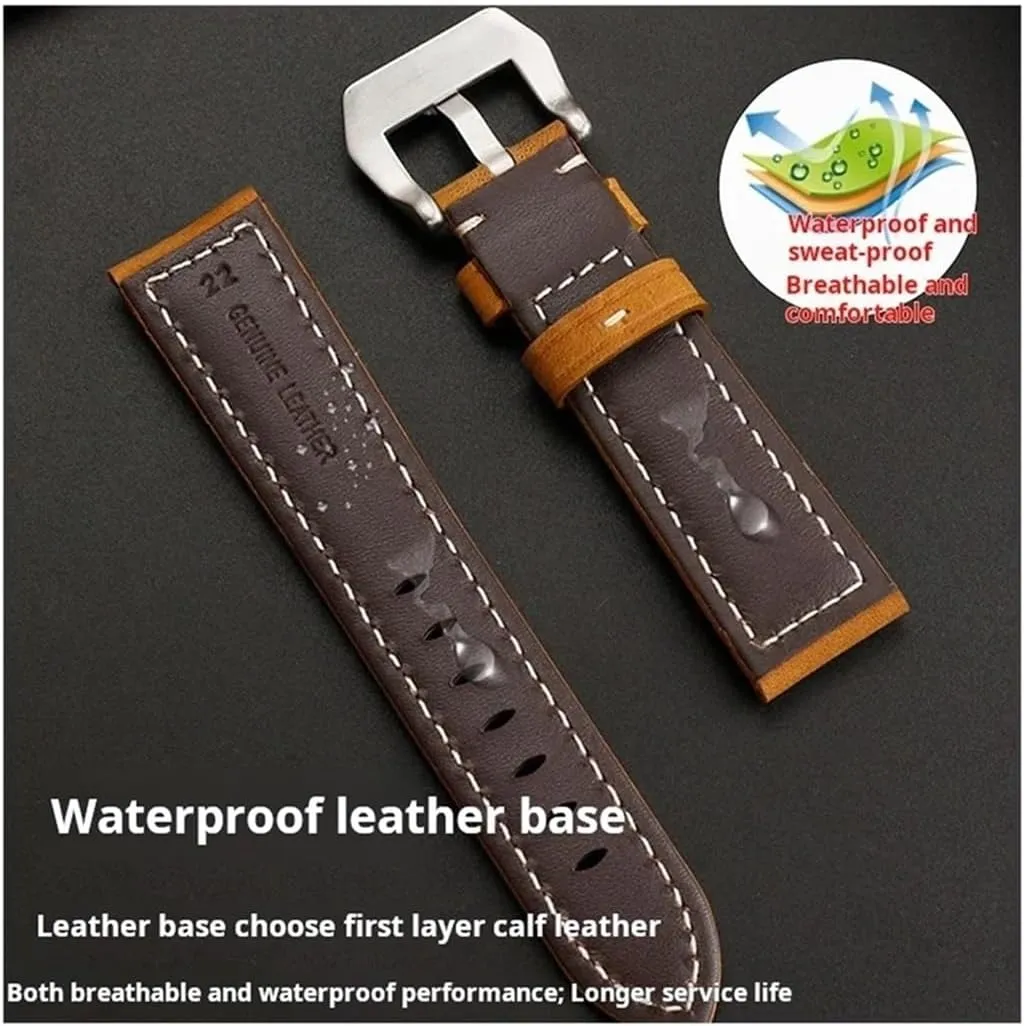 Cowhide 22mm Watch Strap Fit for Casio Retro Frosted Men's Watchband MDV-106 MDV-107 MDV-106D MTP-VD01