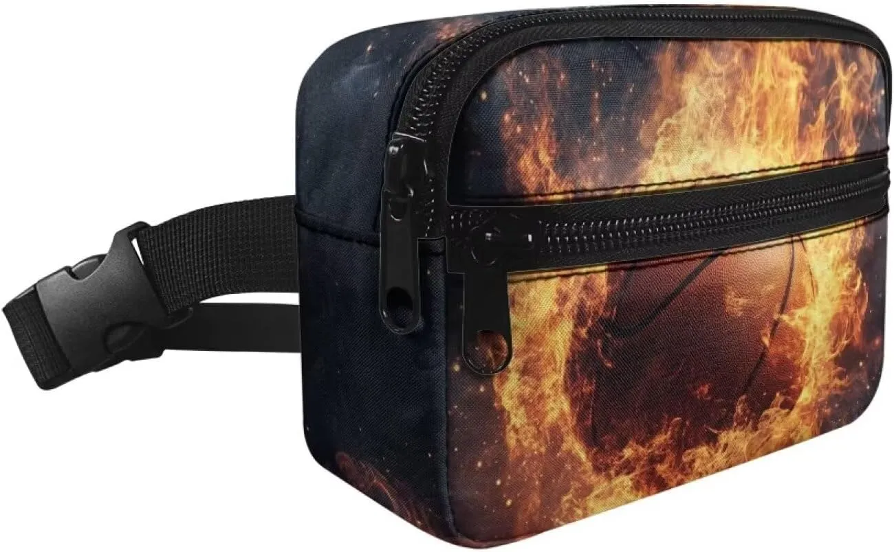 Cozeyat Fire Basketball Kids Fanny Pack Boys Fanny Pack for Kids 4-6 6-9 Toddler Stuff Purse Pouch Boy 2-4 age 3-5 Children Waist Pack Kids Belt Bag Crossbody Sling Bad for Little Boys Hip Pack 6-8