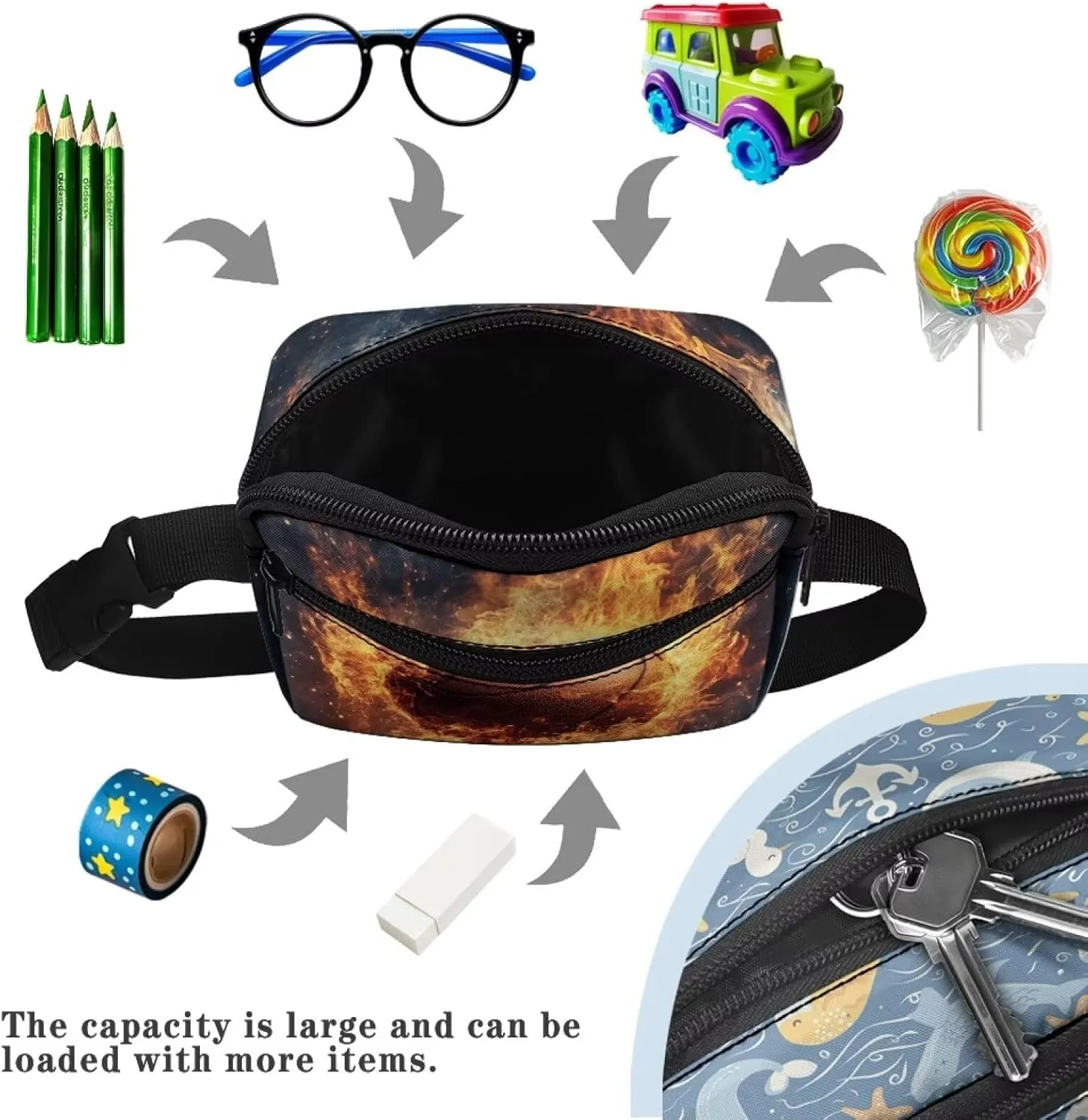 Cozeyat Fire Basketball Kids Fanny Pack Boys Fanny Pack for Kids 4-6 6-9 Toddler Stuff Purse Pouch Boy 2-4 age 3-5 Children Waist Pack Kids Belt Bag Crossbody Sling Bad for Little Boys Hip Pack 6-8