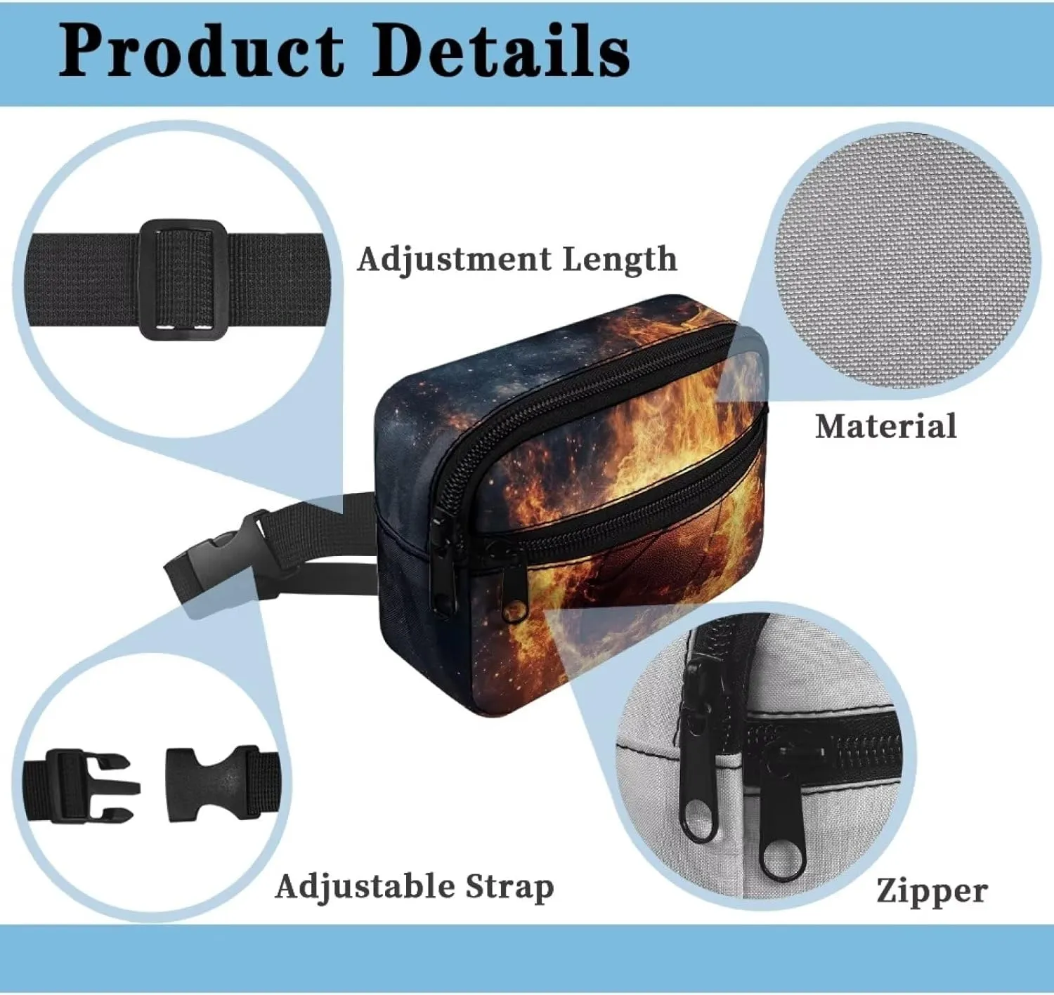 Cozeyat Fire Basketball Kids Fanny Pack Boys Fanny Pack for Kids 4-6 6-9 Toddler Stuff Purse Pouch Boy 2-4 age 3-5 Children Waist Pack Kids Belt Bag Crossbody Sling Bad for Little Boys Hip Pack 6-8
