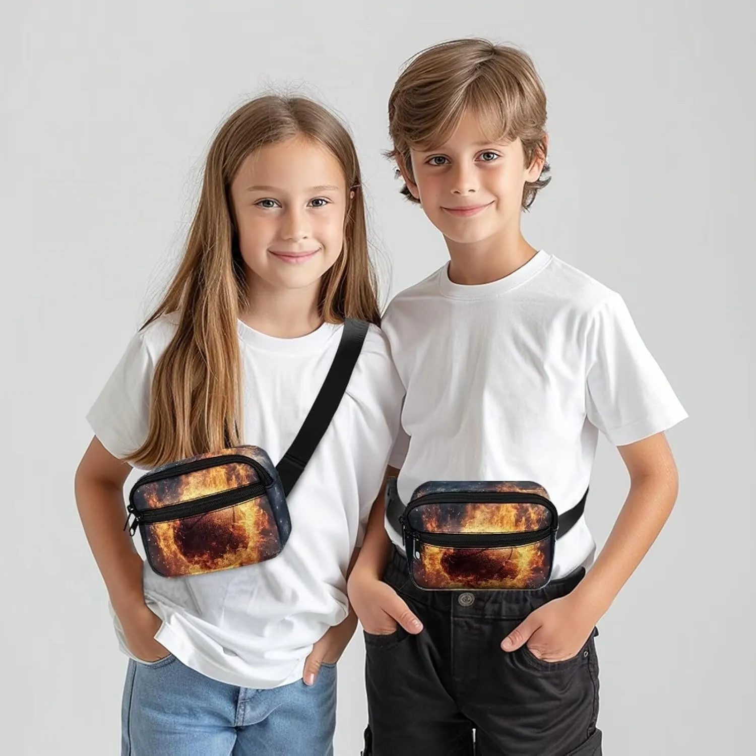 Cozeyat Fire Basketball Kids Fanny Pack Boys Fanny Pack for Kids 4-6 6-9 Toddler Stuff Purse Pouch Boy 2-4 age 3-5 Children Waist Pack Kids Belt Bag Crossbody Sling Bad for Little Boys Hip Pack 6-8
