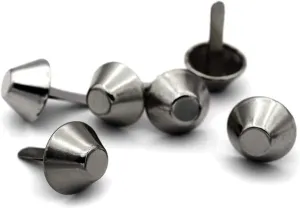 CRAFTMEMORE Cone Brads Purse Feet Handbag Flat Nailheads Spike Prong Studs Avail in Multiple Sizes 100 PCS (10 mm (≈3/8"), Gunmetal)