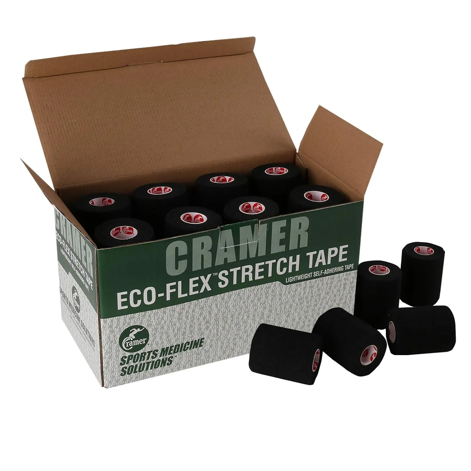 Cramer Eco-Flex Self-Stick Stretch Tape, Cohesive Tape, Flexible Elastic Sports Tape, Athletic Training Supplies, Easy Tear Self-Adherent Bandage Wrap, Bulk Cases, 6 Yard Rolls, Compression Tape