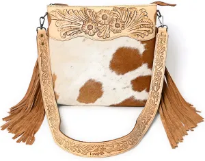 Crimson HandtooledCowhide Shoulder Bag