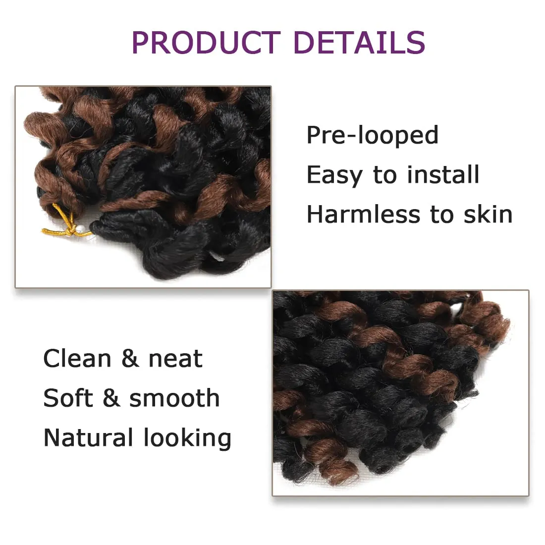 Crochet Braids Hair 8 Inch 3 Pack Jamaican Bounce Wand Curl Crochet Hair Synthetic Braiding Hair Extension Twist Crochet Hair (3 PCS,1BP30)