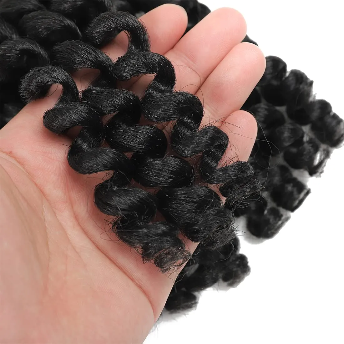 Crochet Braids Hair 8 Inch Jamaican Bounce Wand Curl Crochet Hair Curly Bounce Crochet Braids Hair Extension Twist Crochet Hair (3 PCS, 1B)