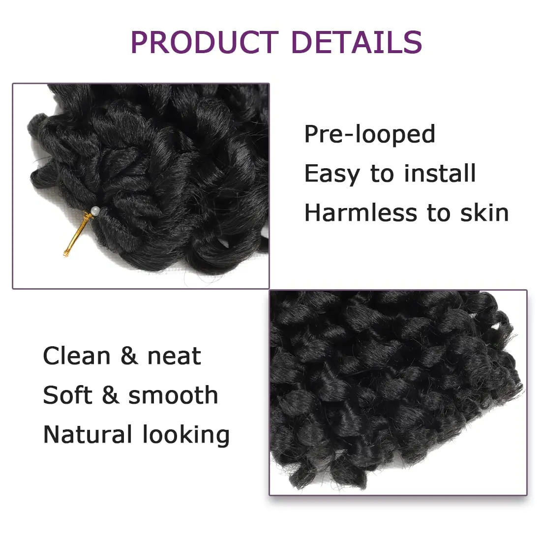 Crochet Braids Hair 8 Inch Jamaican Bounce Wand Curl Crochet Hair Curly Bounce Crochet Braids Hair Extension Twist Crochet Hair (3 PCS, 1B)